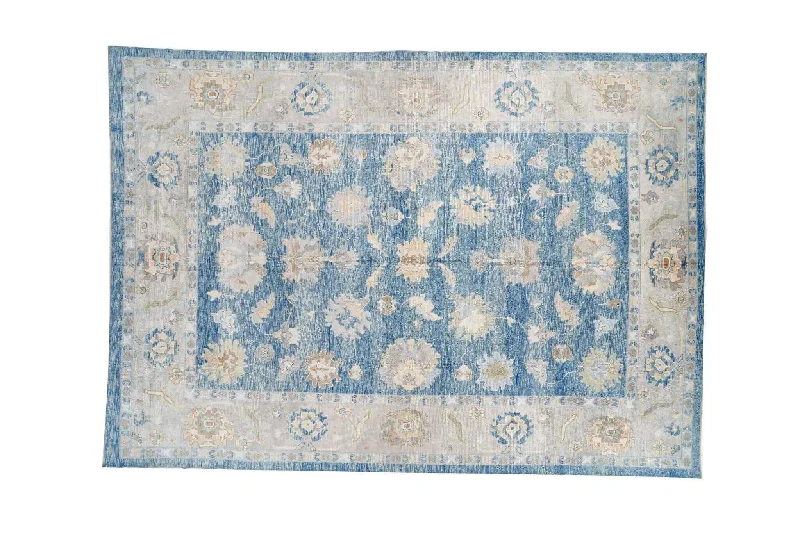 10x14 Blue Modern Oushak Area Rug