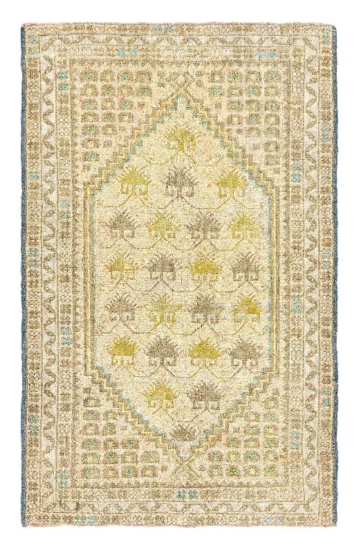 2x4 Wheat & Chartreuse Soft Old & Vintage Turkish Area Rug