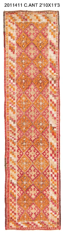 3x11 Old & Vintage Turkish Area Runner Rug