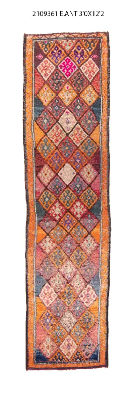 3x12 Old & Vintage Turkish Area Runner Rug