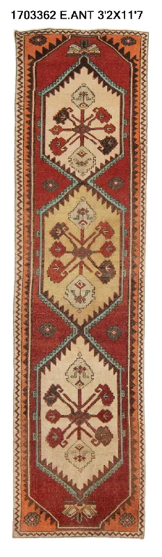 3x12 Old & Vintage Turkish Area Runner Rug