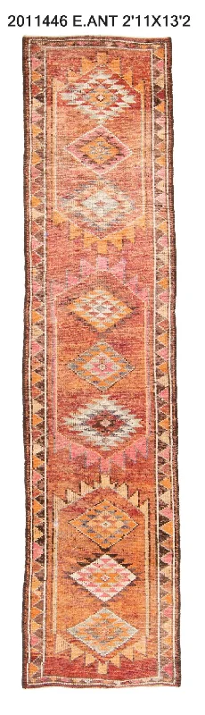 3x13 Old & Vintage Turkish Area Runner Rug