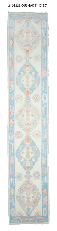 3x16 Modern Oushak Area Runner Rug