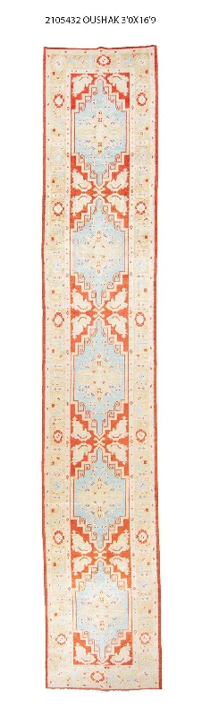 3x17 Modern Oushak Area Runner Rug