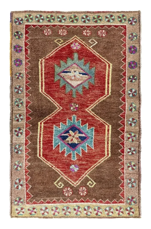 3x6 Red Vintage Turkish Area Rug