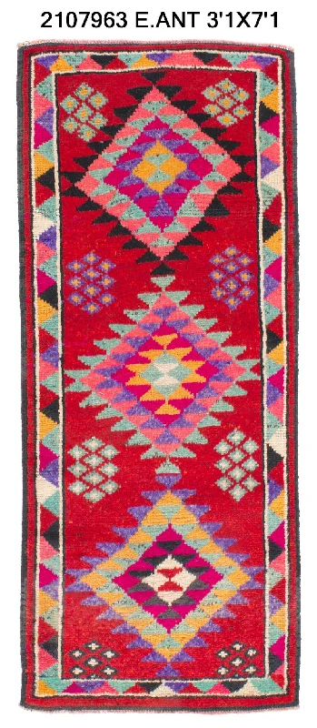 3x7 Old & Vintage Turkish Area Runner Rug