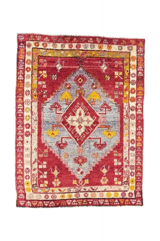 4x6 Red Vintage Turkish Area Rug