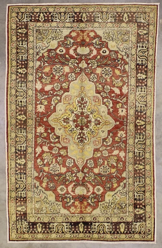 4x7 Red Vintage Turkish Area Rug