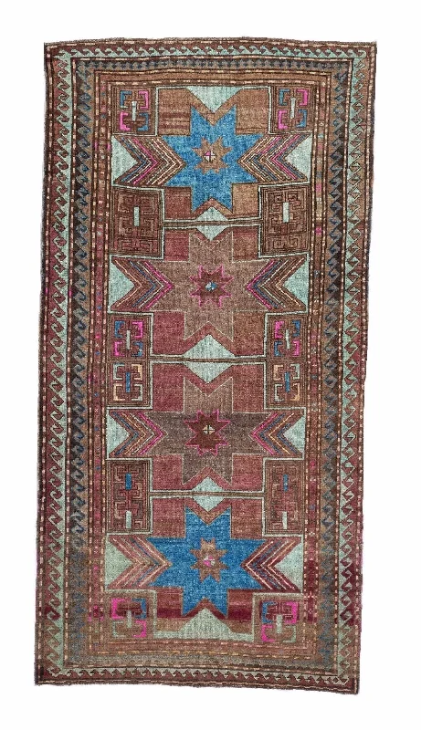 5x10 Red Vintage Turkish Area Rug