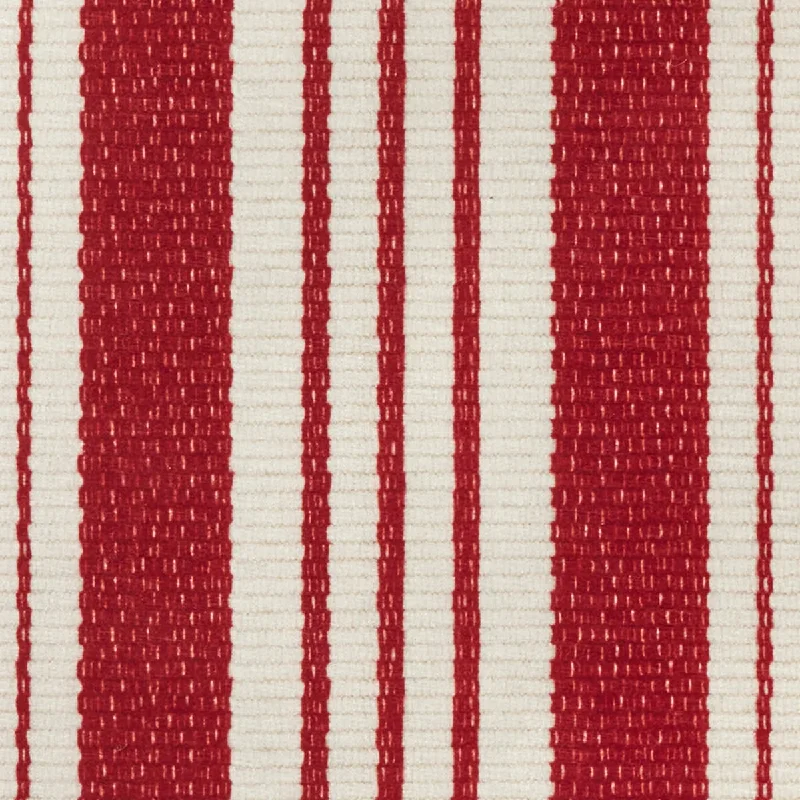 Abby Ticking Red Machine Washable Rug Swatch