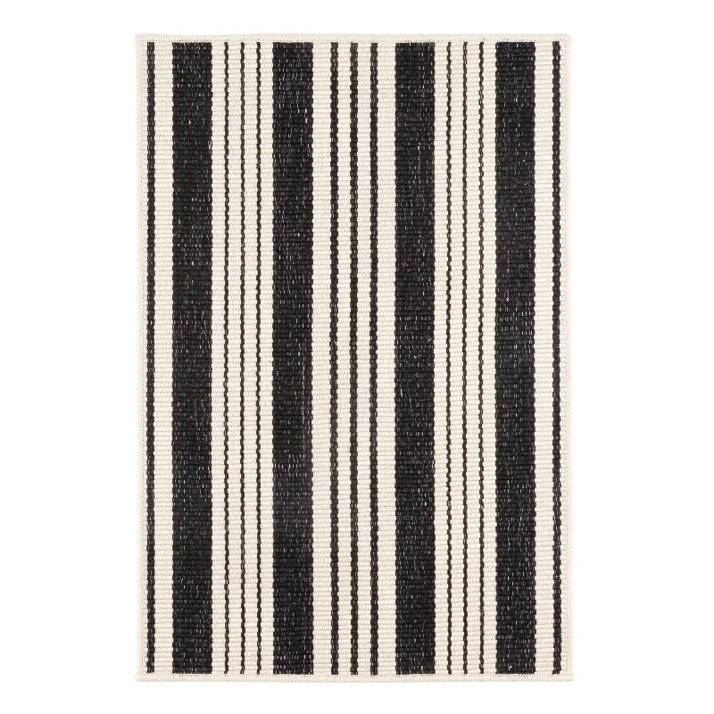 Birmingham Black Handwoven Indoor/Outdoor Custom Rug