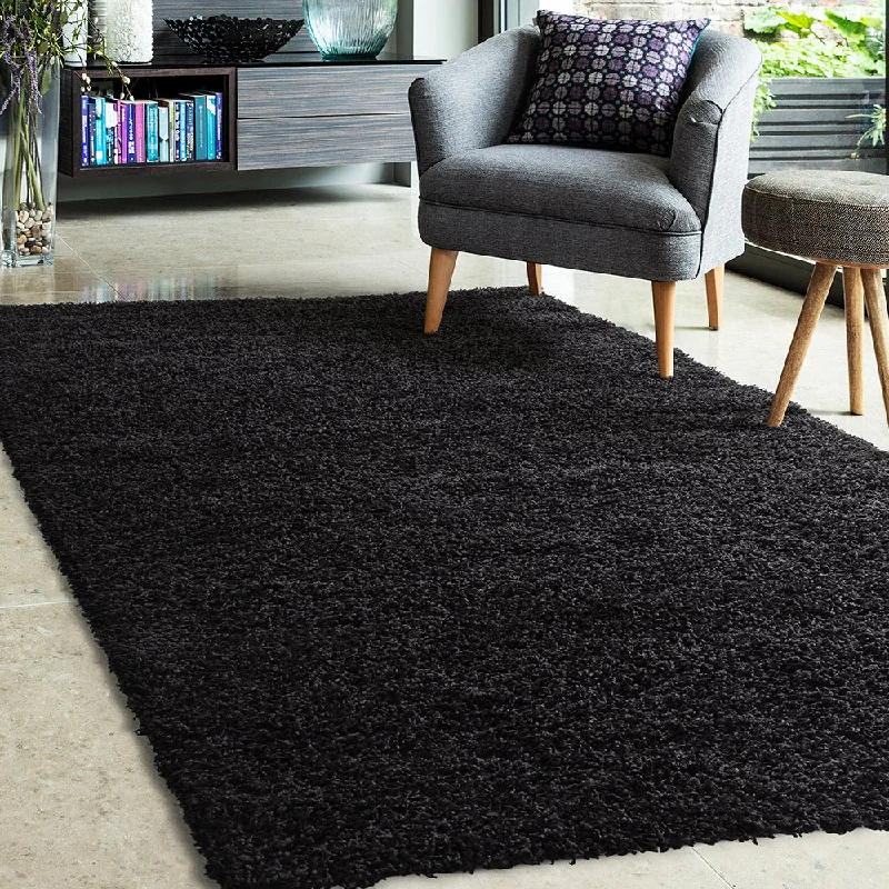 Black Libra Shaggy Rug