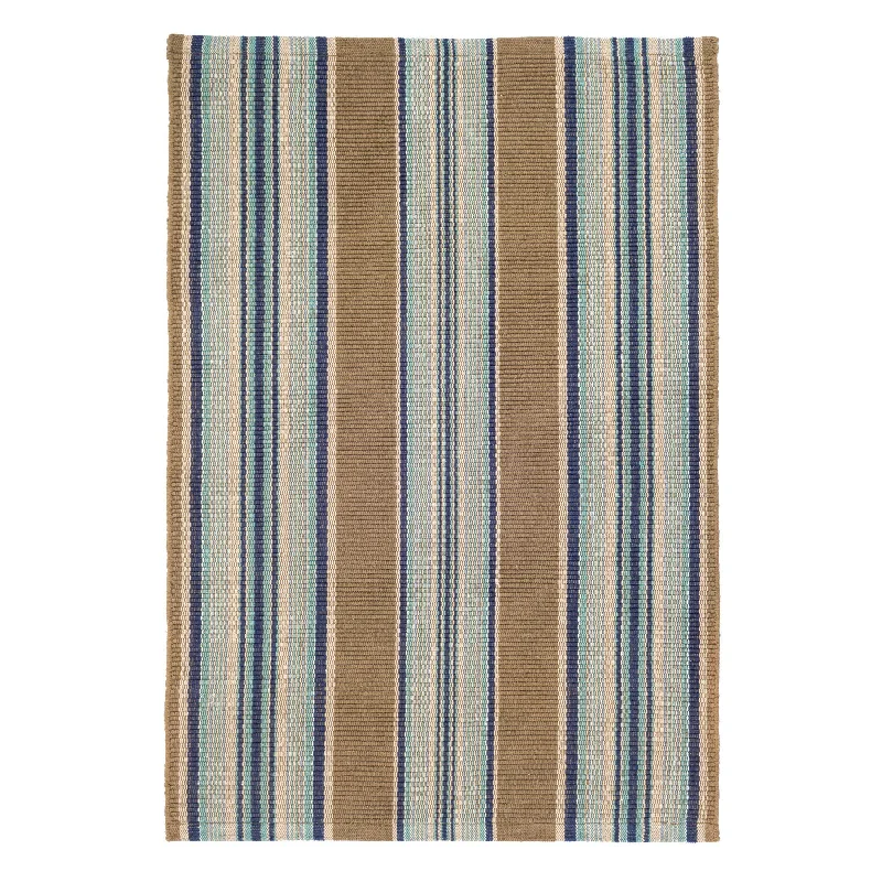 Blue Heron Stripe Handwoven Cotton Rug