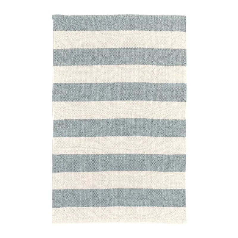 Catamaran Stripe Light Blue/Ivory Handwoven Indoor/Outdoor Rug