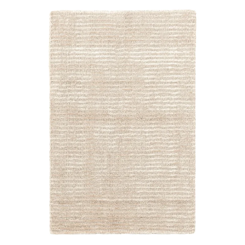 Cut Stripe Ivory Hand Knotted Viscose/Wool Rug