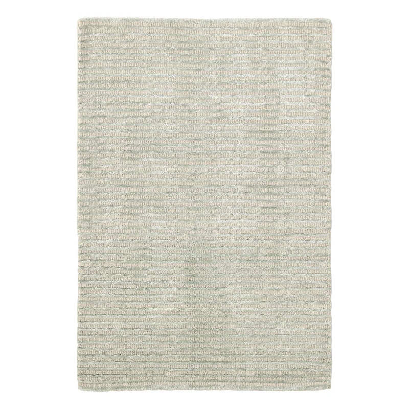 Cut Stripe Ocean Hand Knotted Viscose/Wool Rug