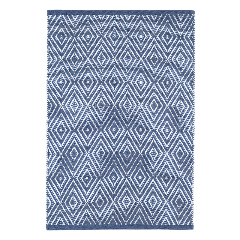 Diamond Denim/White Handwoven Indoor/Outdoor Rug