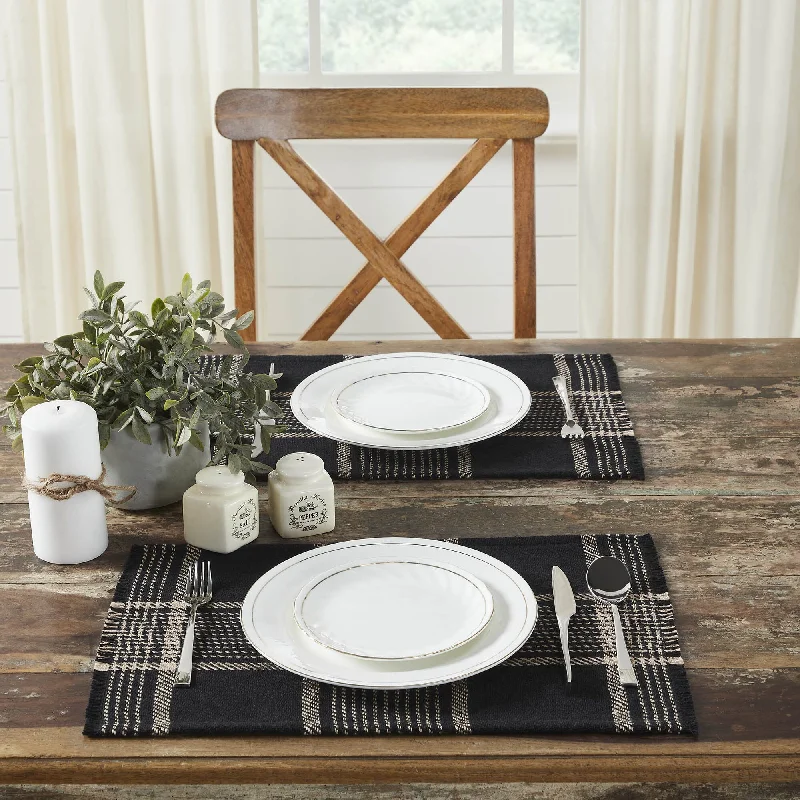 Eston Black Plaid Placemat - Set of 2