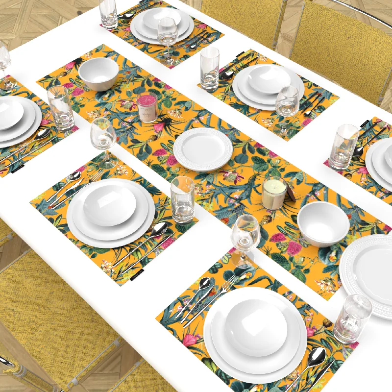 Floral Yellow Placemats & Runner Set