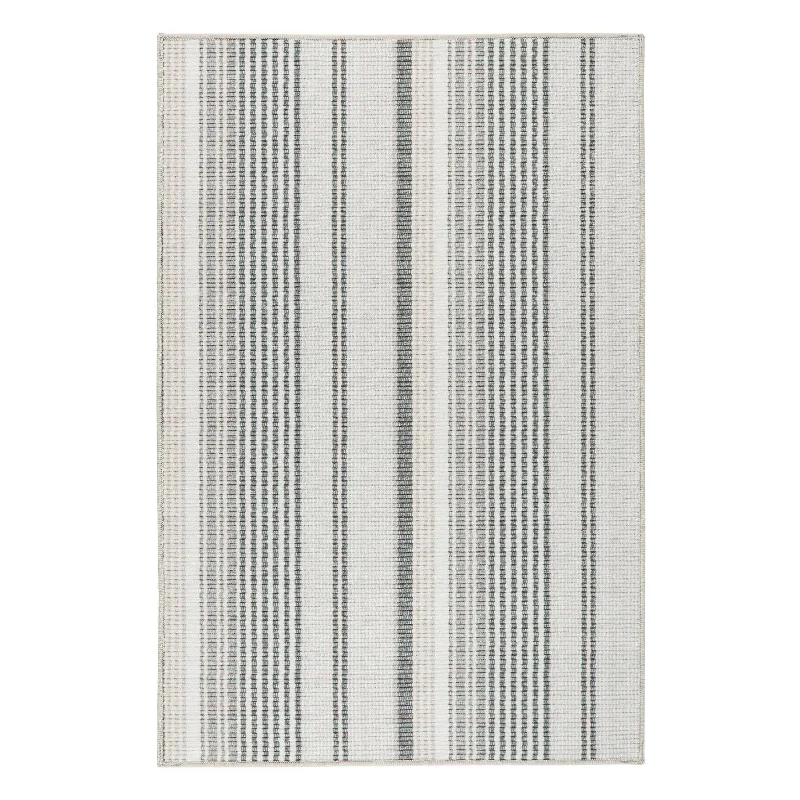 Gradation Ticking Grey Machine Washable Rug