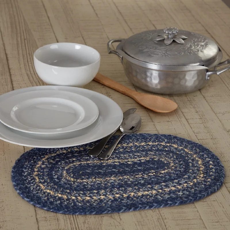 Great Falls Blue Braided Oval Placemat 10x15" Default