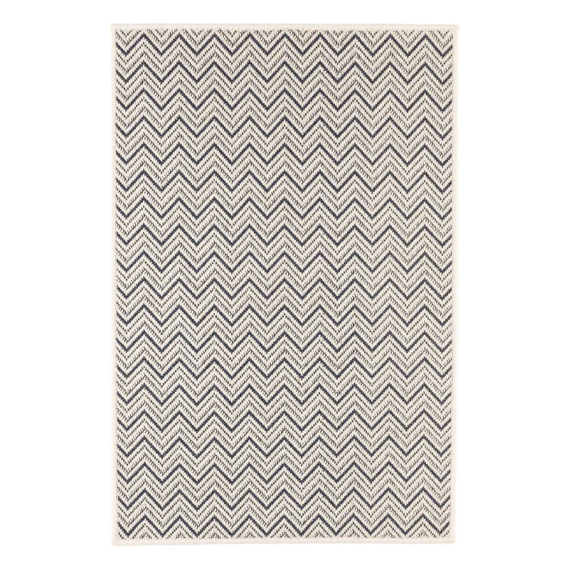 Happy Chevron Navy Woven Indoor/Outdoor Custom Rug