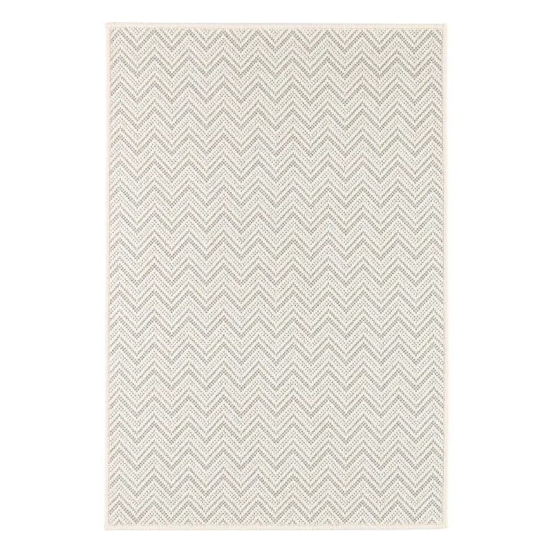 Happy Chevron Platinum Woven Indoor/Outdoor Custom Rug