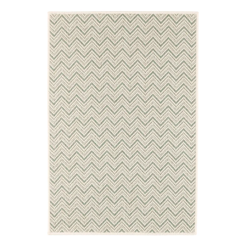 Happy Chevron Seaglass Woven Indoor/Outdoor Custom Rug