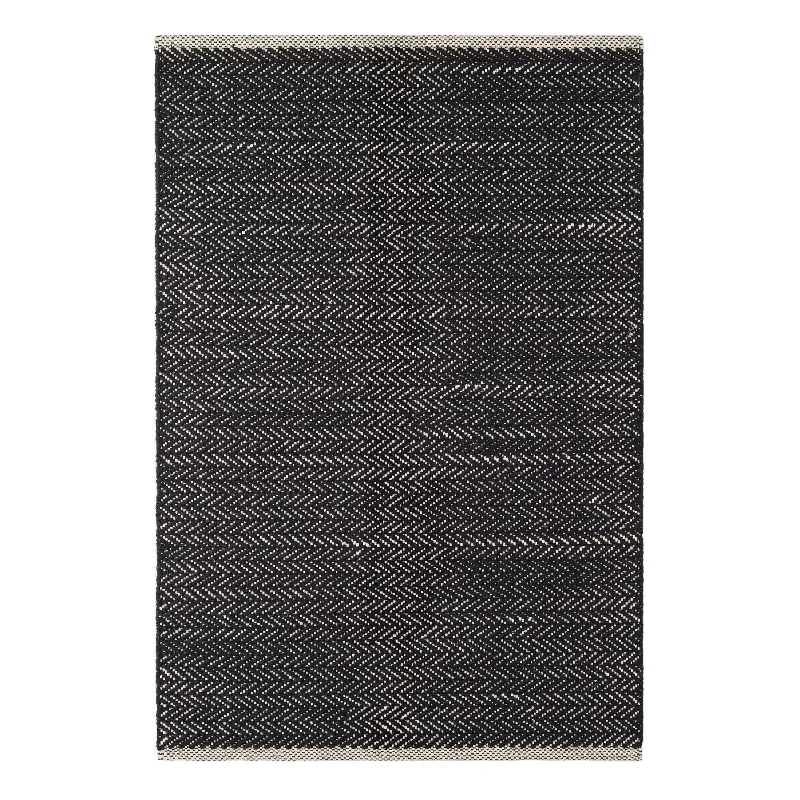 Herringbone Black Handwoven Cotton Rug