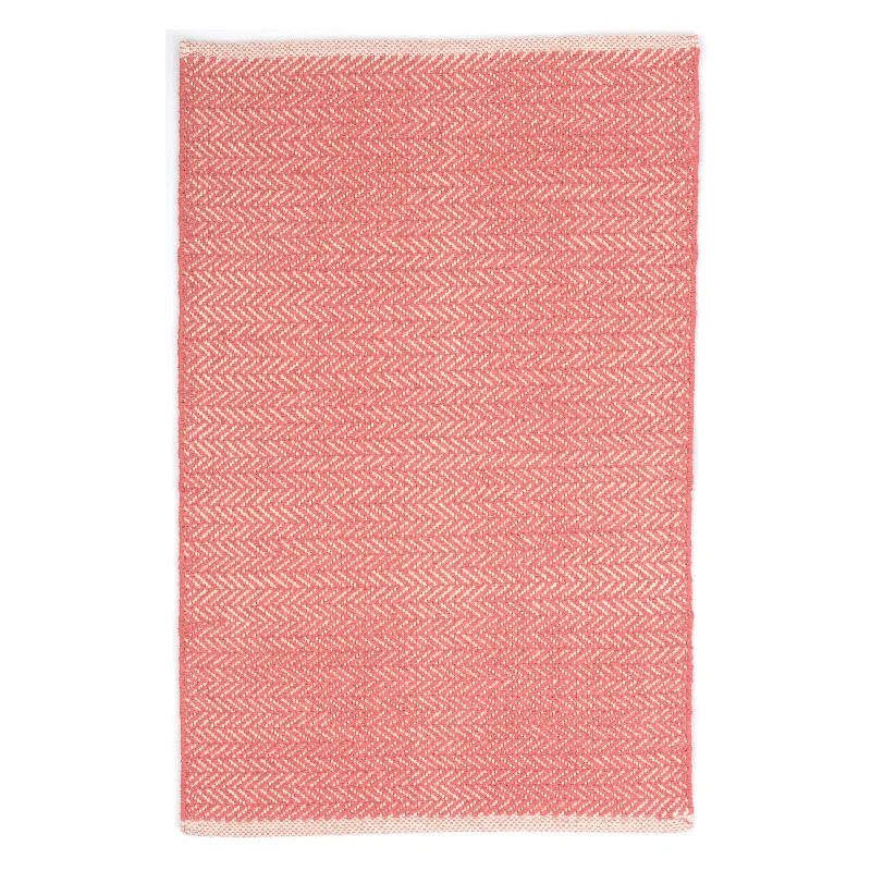 Herringbone Coral Handwoven Cotton Rug