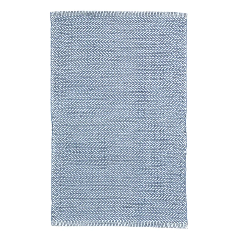 Herringbone Denim/Ivory Handwoven Indoor/Outdoor Rug