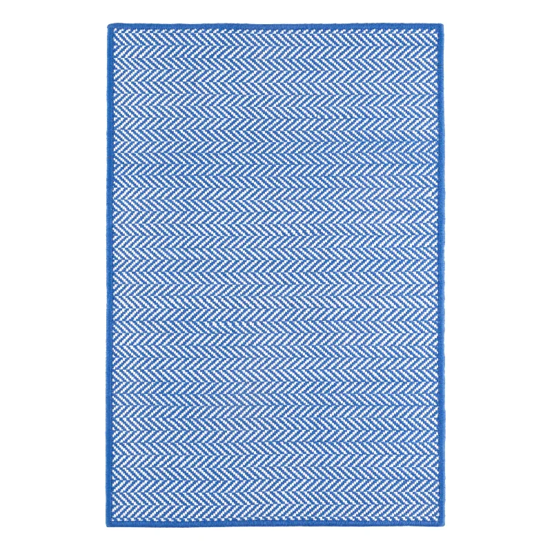 Herringbone French Blue/White Handwoven Indoor/Outdoor Custom Rug