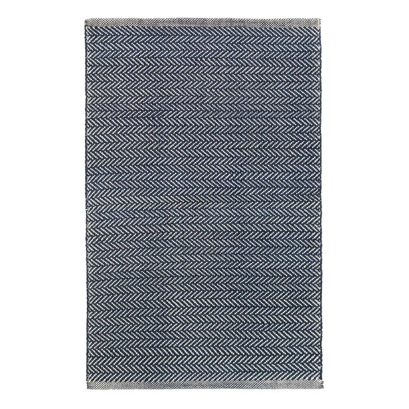 Herringbone Indigo Handwoven Cotton Rug