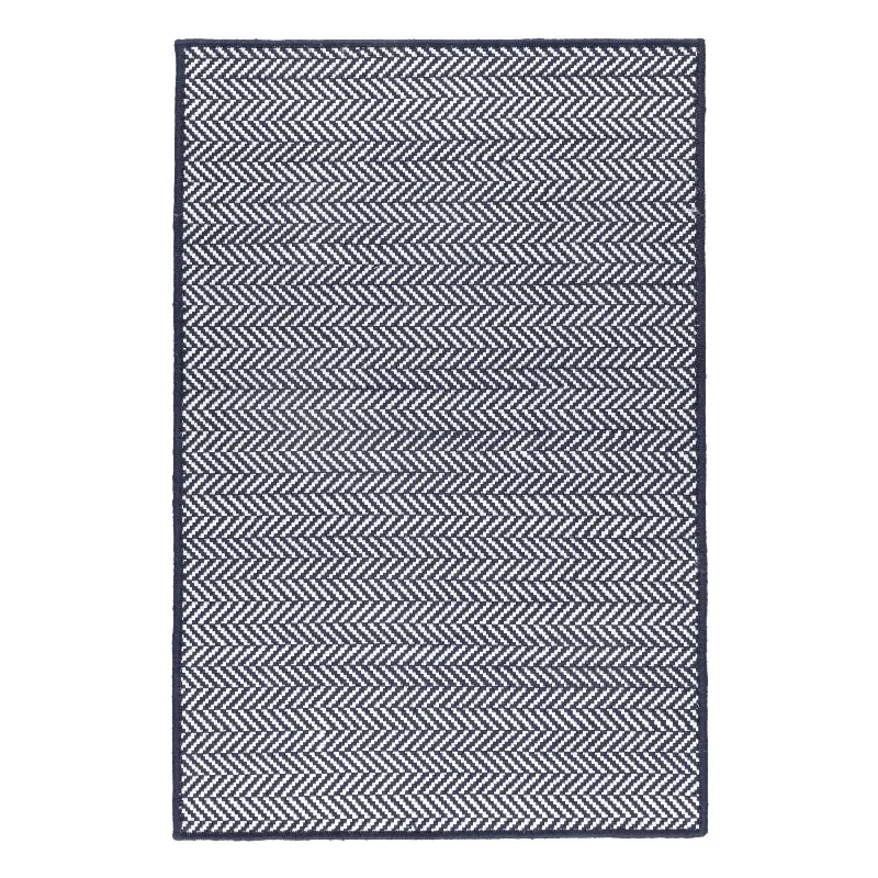 Herringbone Indigo/White Handwoven Indoor/Outdoor Custom Rug