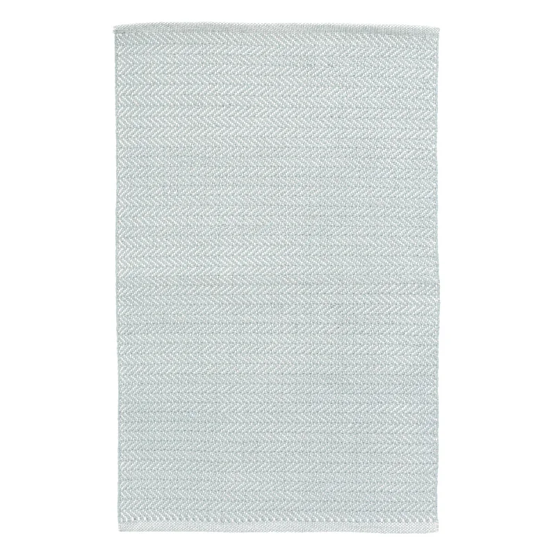 Herringbone Light Blue/Ivory Handwoven Indoor/Outdoor Rug