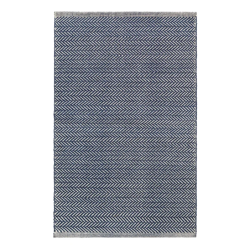 Herringbone Navy/Ivory Handwoven Indoor/Outdoor Rug