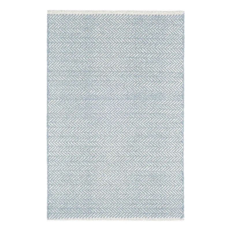 Herringbone Swedish Blue Handwoven Cotton Rug