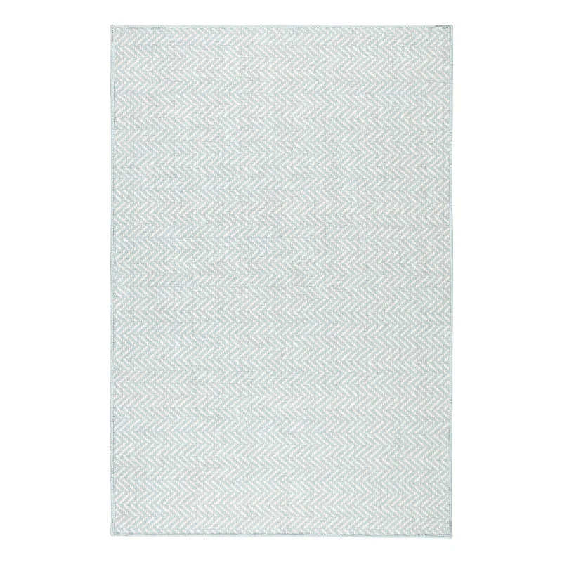 Herringbone Swedish Blue Machine Washable Rug