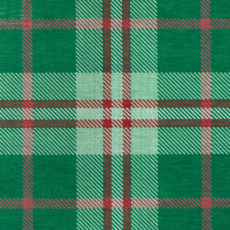 Jolly Plaid Green Machine Washable Rug Swatch