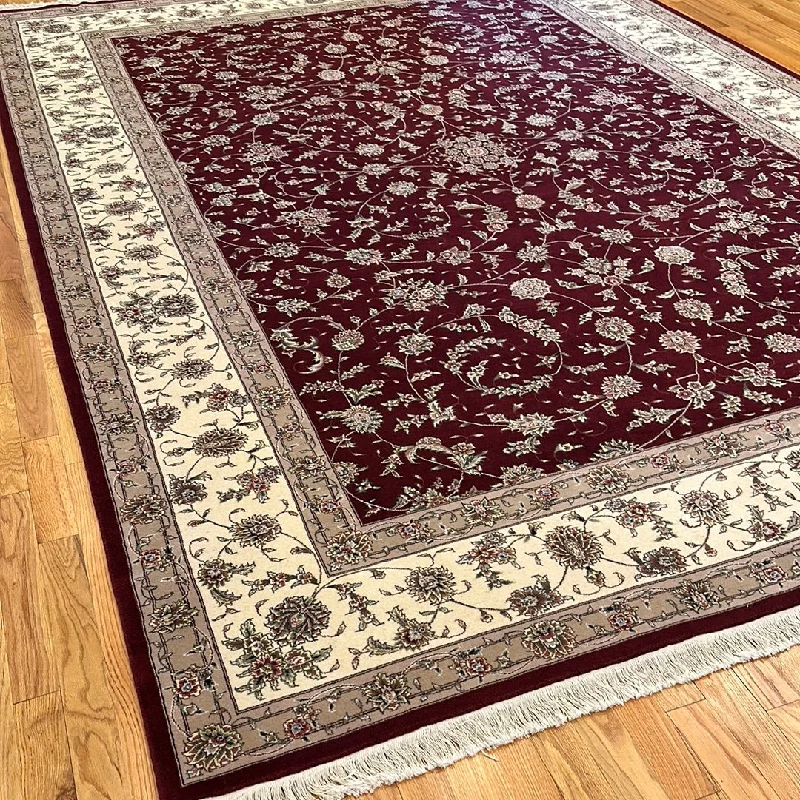 Kaoud Rugs 10X14 Rectangle BURGUNDY TABRIZ Area Rug