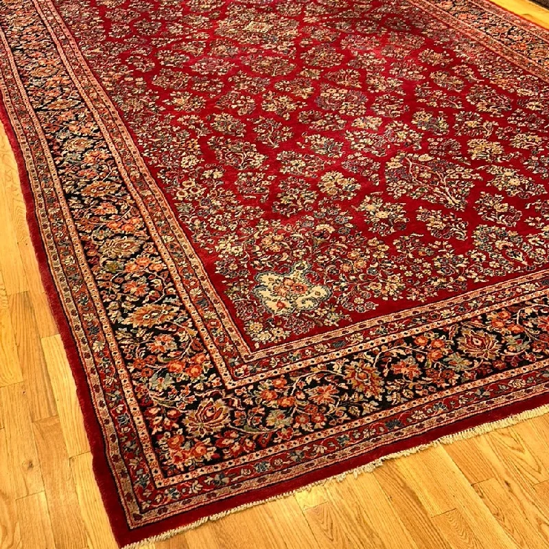 Kaoud Rugs 11.9X24 Rectangle Red Antique Persian Sarouk Area Rug