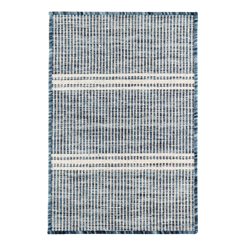 Malta Blue Handwoven Wool Custom Rug