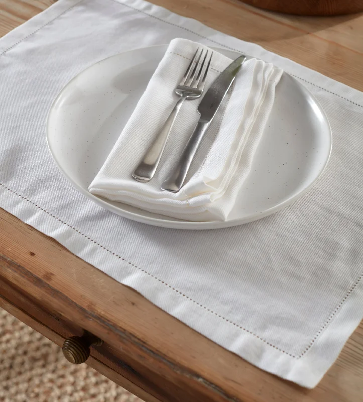 Off White Twill Cotton Linen Placemats - Set of 2