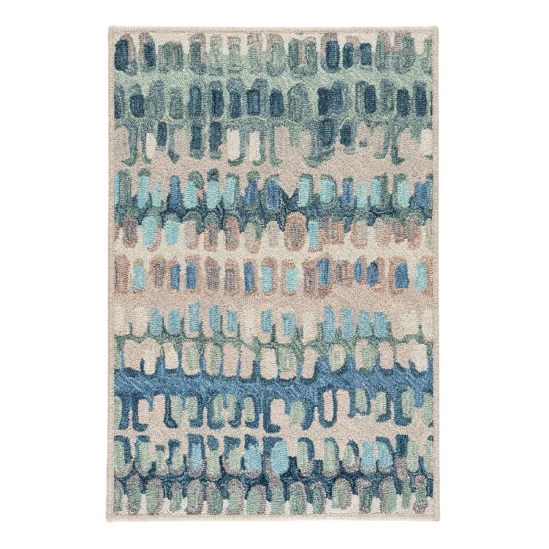 Paint Chip Blue Hand Micro Hooked Wool Custom Rug