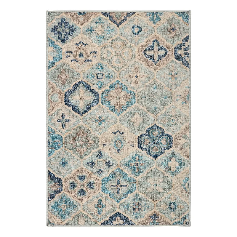 Pali Blue Machine Washable Rug