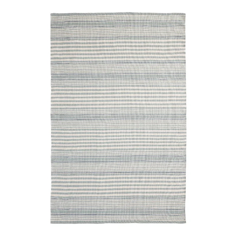 Rugby Stripe Light Blue Handwoven Indoor/Outdoor Rug