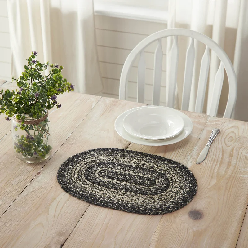 Sawyer Mill Black Braided Oval Placemat 10x15"