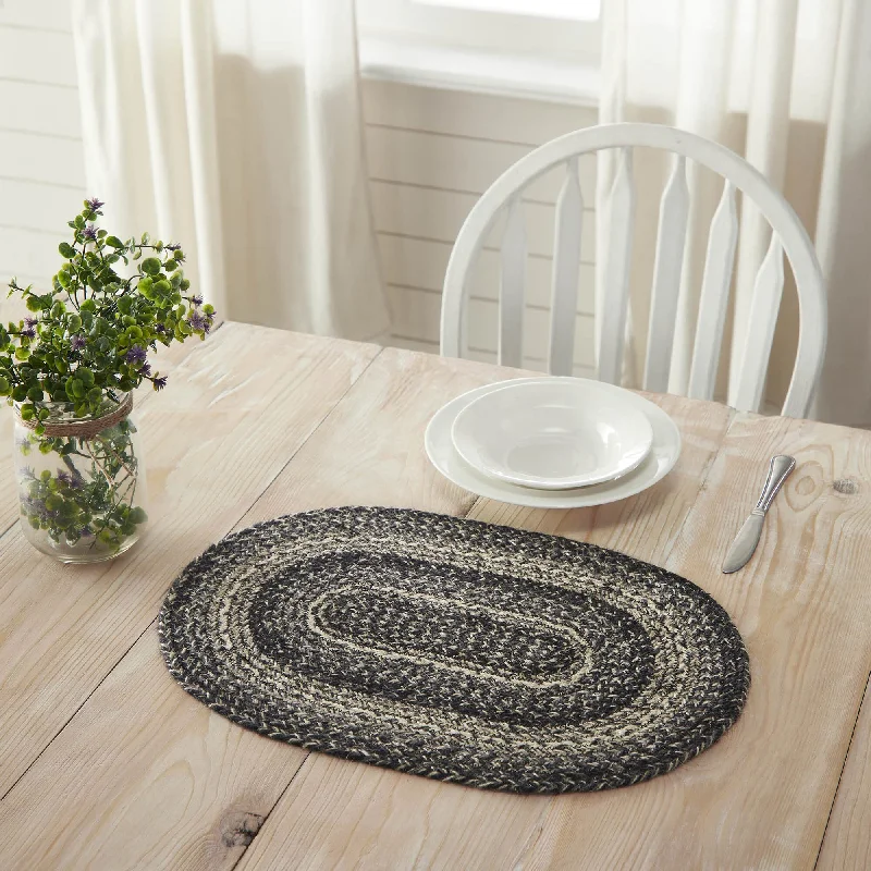 Sawyer Mill Black Braided Oval Placemat 13x19"