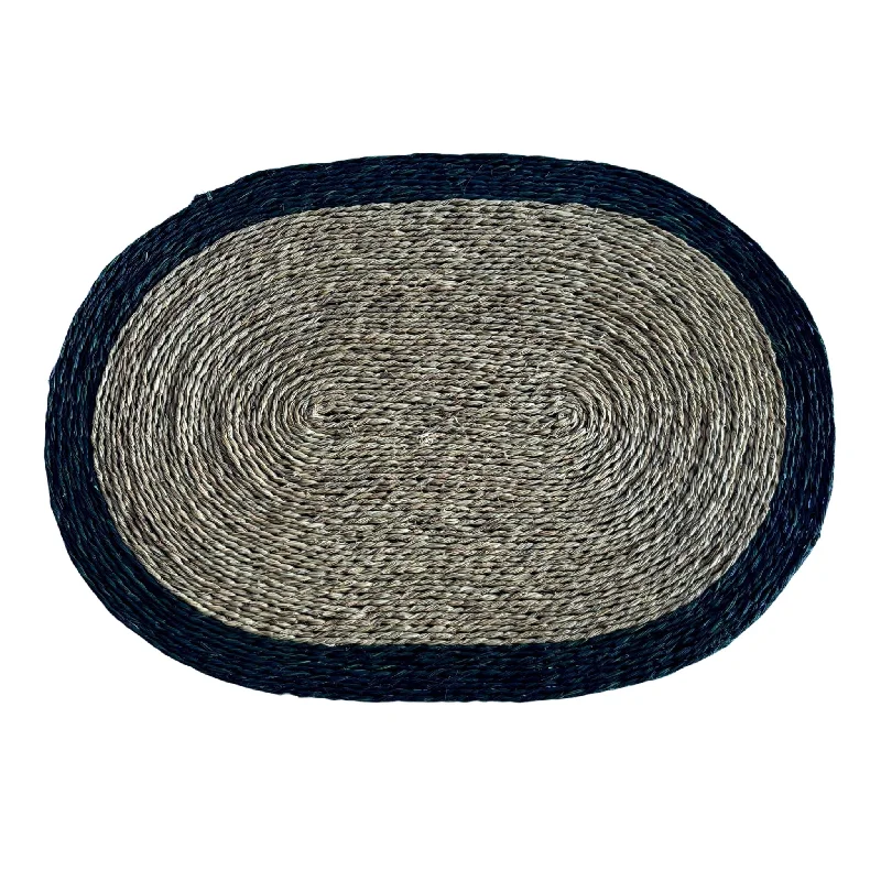 Large Forest Green Trim Oval Lutindzi Grass Serving Mats