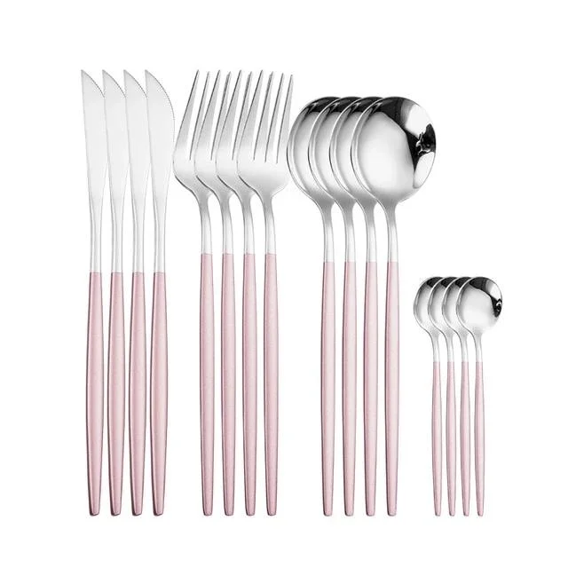 16pcs pink silver